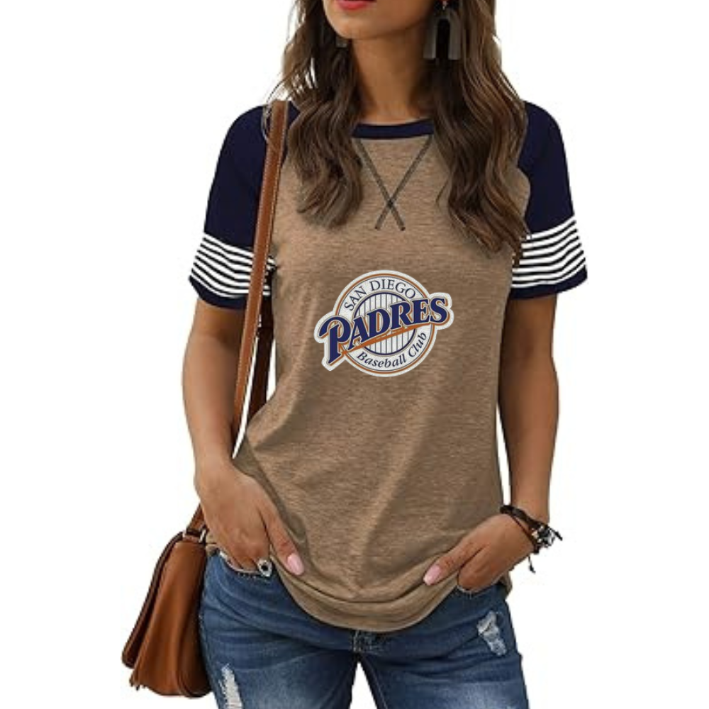 Striped Long Sleeve Women's Crew Neck T-Shirt - Baseswear
