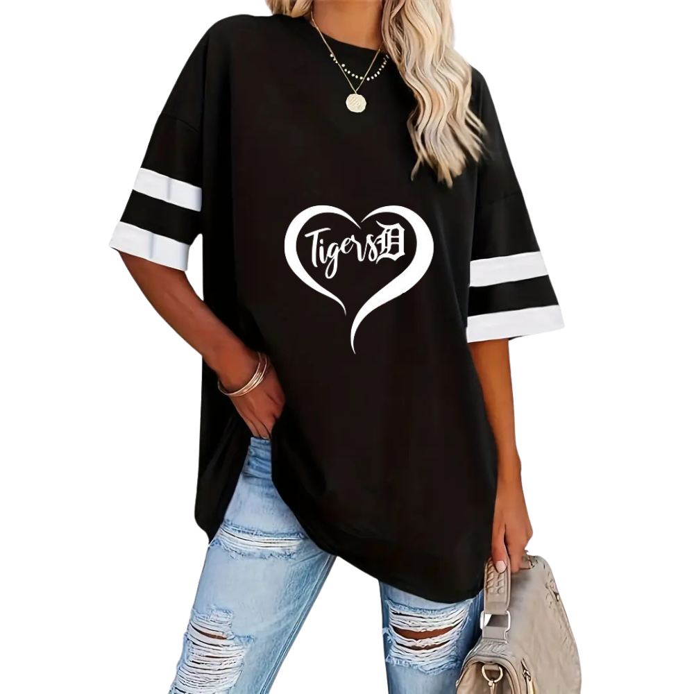 Striped Sleeve Casual Loose Sweatshirt - Baseswear