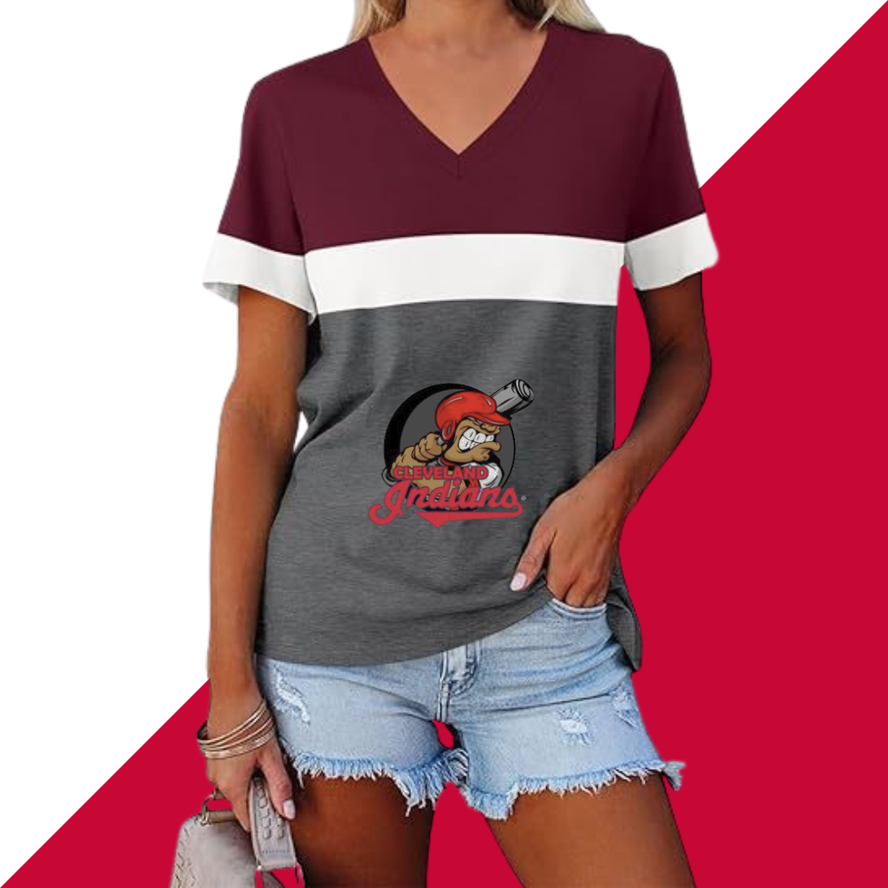 Casual Fashion Colorblocking V-Neck T-Shirt - Baseswear