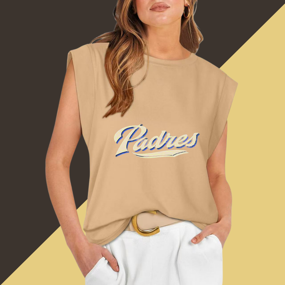 Casual Printed Sleeveless T-Shirt-San Diego Padres - Baseswear