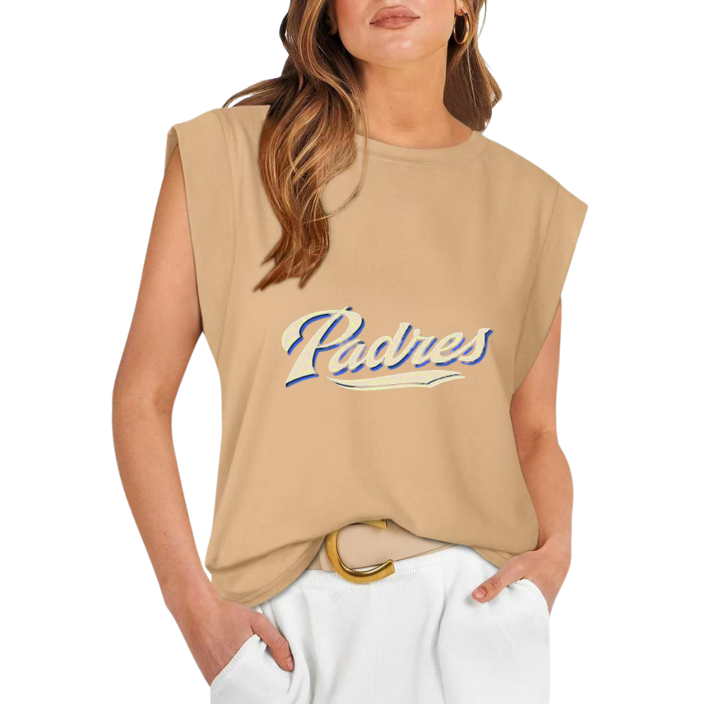 Casual Printed Sleeveless T-Shirt-San Diego Padres - Baseswear
