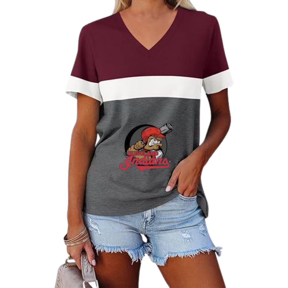 Casual Fashion Colorblocking V-Neck T-Shirt - Baseswear