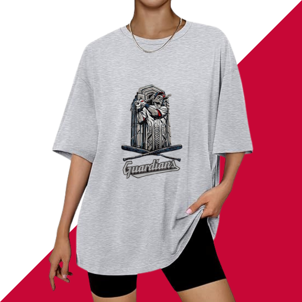 Casual Loose Fit Short Sleeve T-Shirt - Cleveland Guardians - Baseswear
