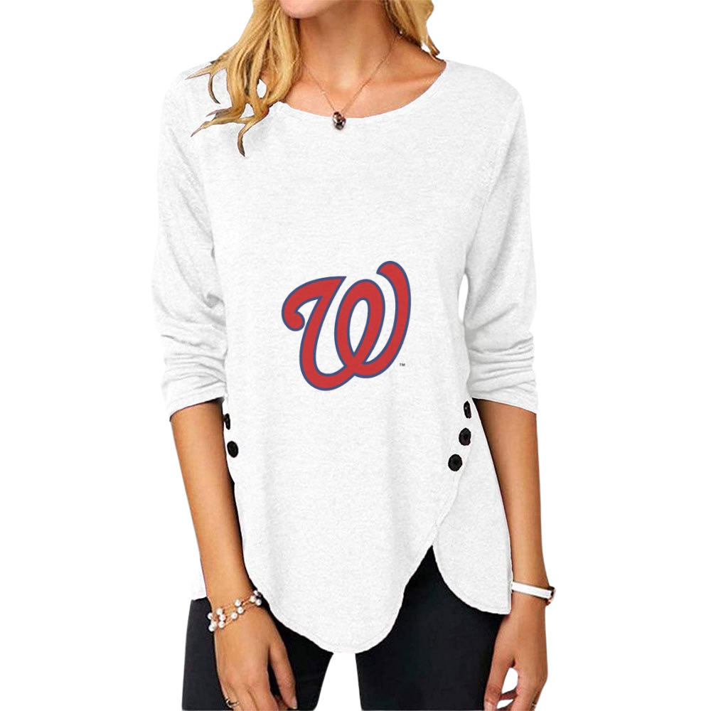 New Women's Button Embellished Split Top - Baseswear