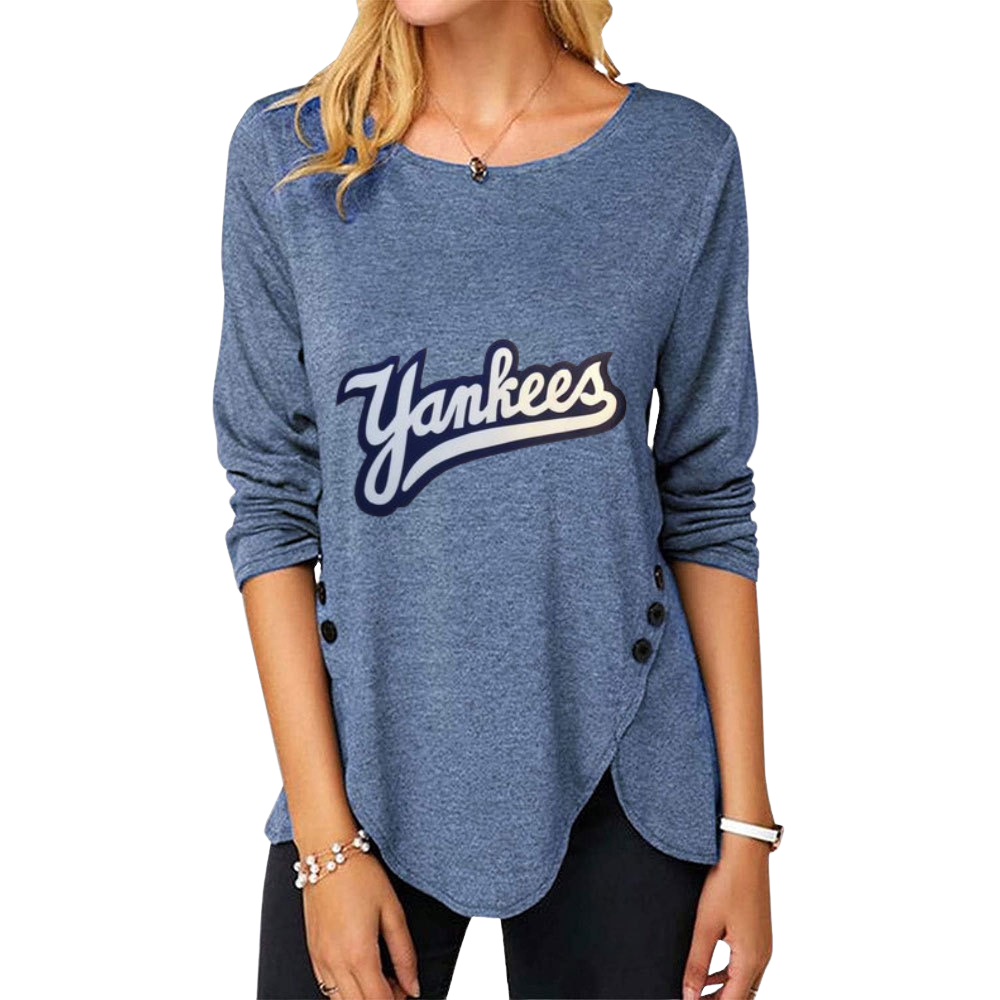 New Women's Button Embellished Split Top - Baseswear
