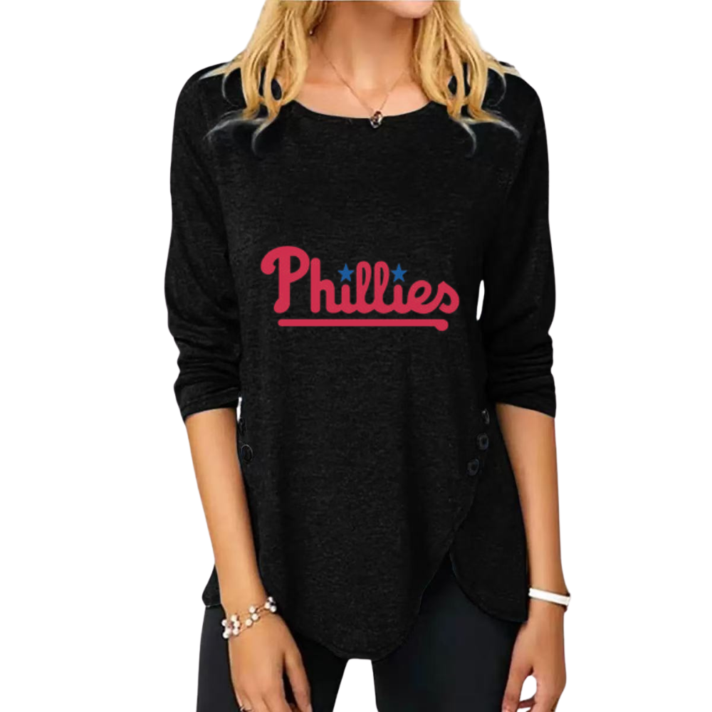 New Women's Button Embellished Split Top - Baseswear