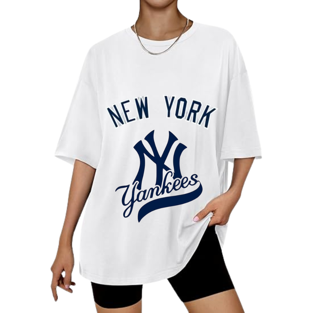 Casual Loose Fit Short Sleeve T-Shirt - New York Yankees - Baseswear