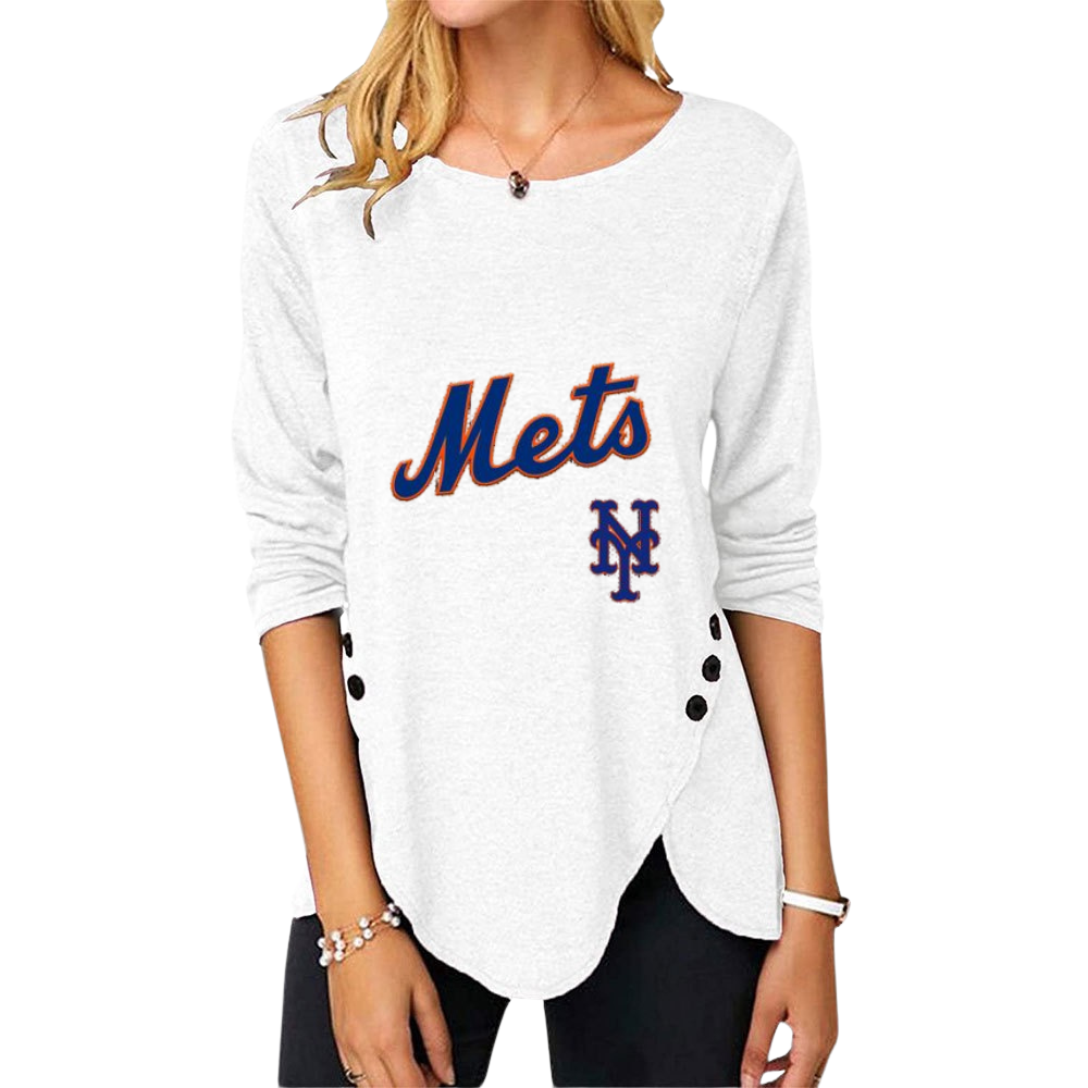 New Women's Button Embellished Split Top - Baseswear