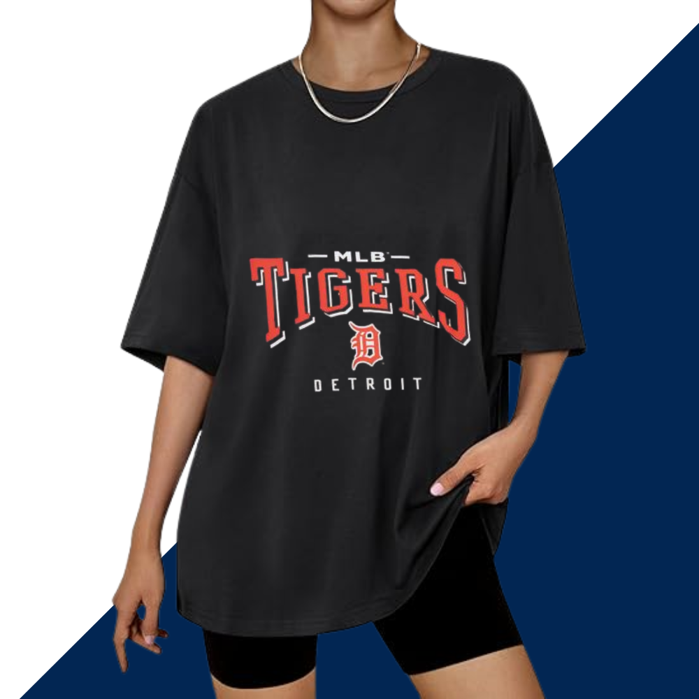 Casual Loose Fit Short Sleeve T-Shirt - Detroit Tigers - Baseswear
