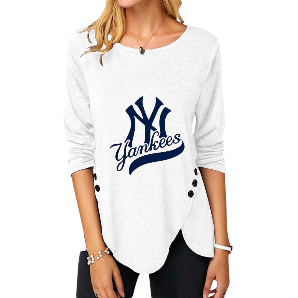 New Women's Button Embellished Split Top - Baseswear