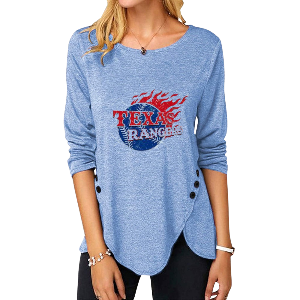 New Women's Button Embellished Split Top - Baseswear
