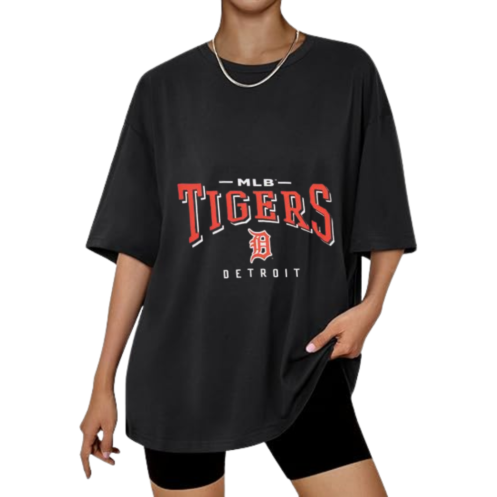 Casual Loose Fit Short Sleeve T-Shirt - Detroit Tigers - Baseswear