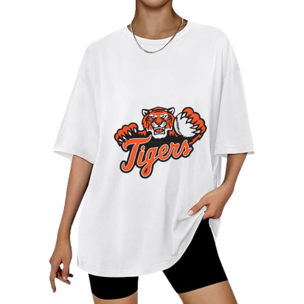 Casual Loose Fit Short Sleeve T-Shirt - Detroit Tigers - Baseswear