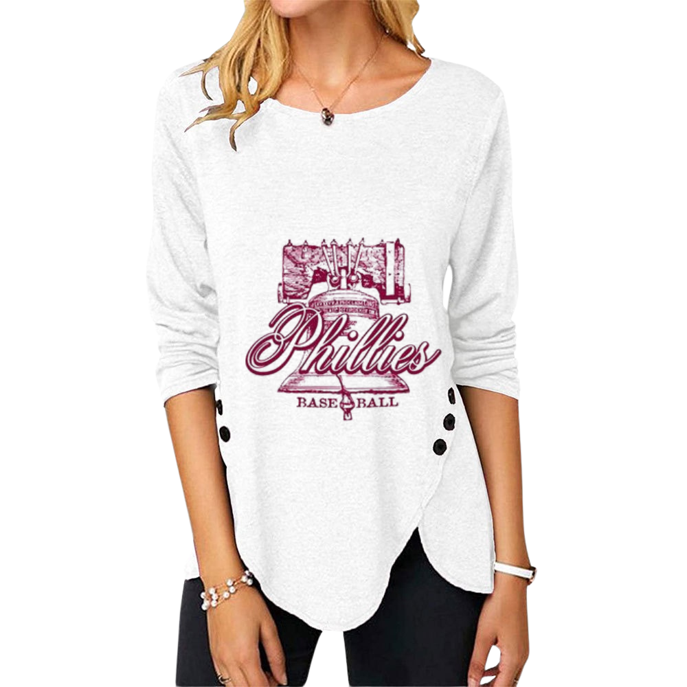 New Women's Button Embellished Split Top - Baseswear