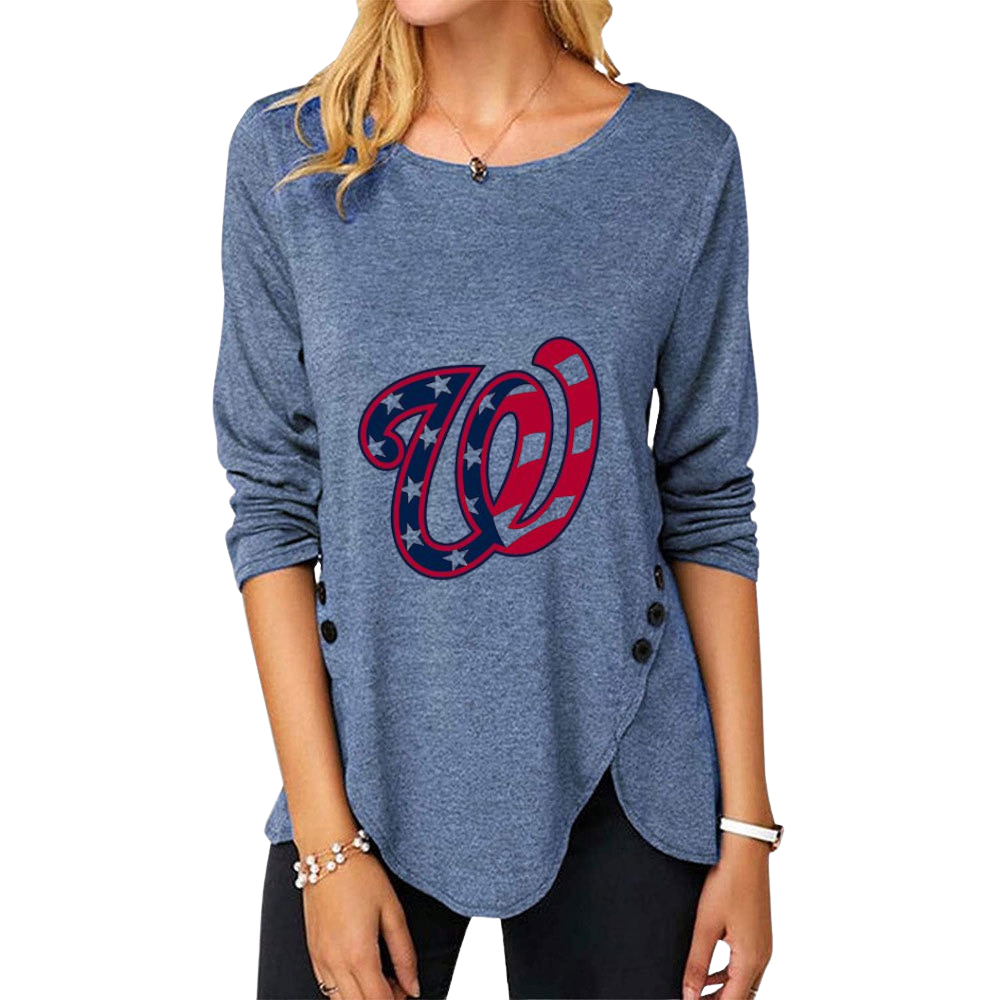 New Women's Button Embellished Split Top - Baseswear