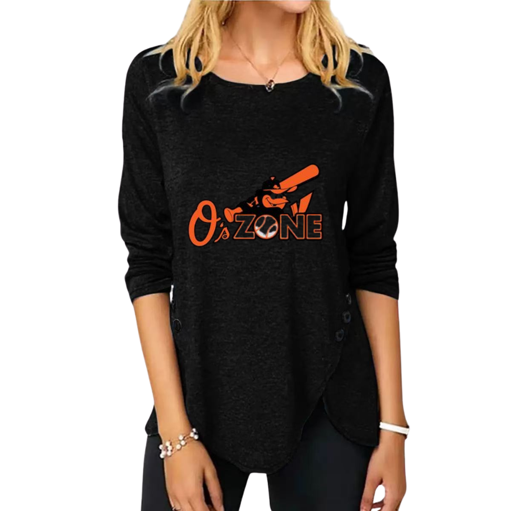 New Women's Button Embellished Split Top - Baseswear