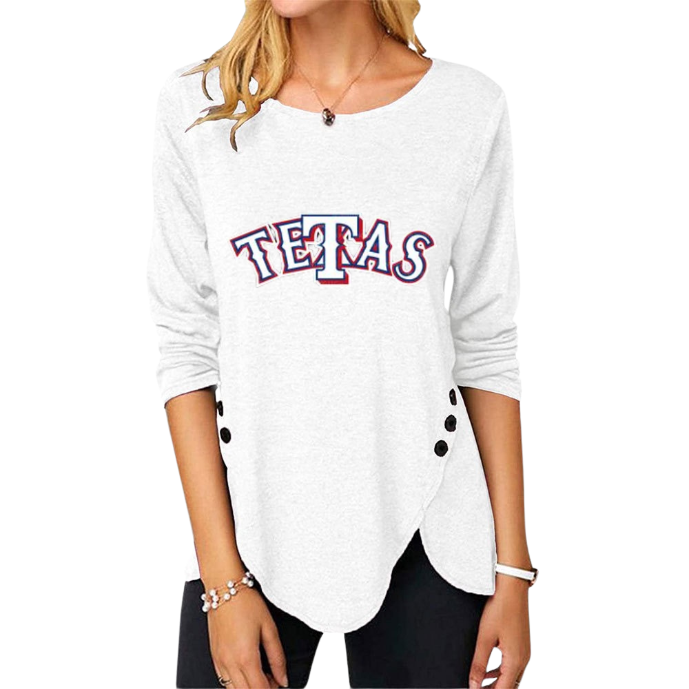 New Women's Button Embellished Split Top - Baseswear