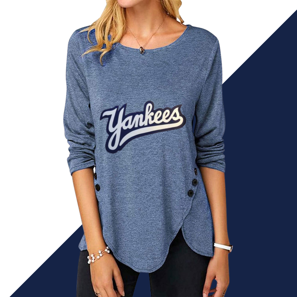New Women's Button Embellished Split Top - Baseswear