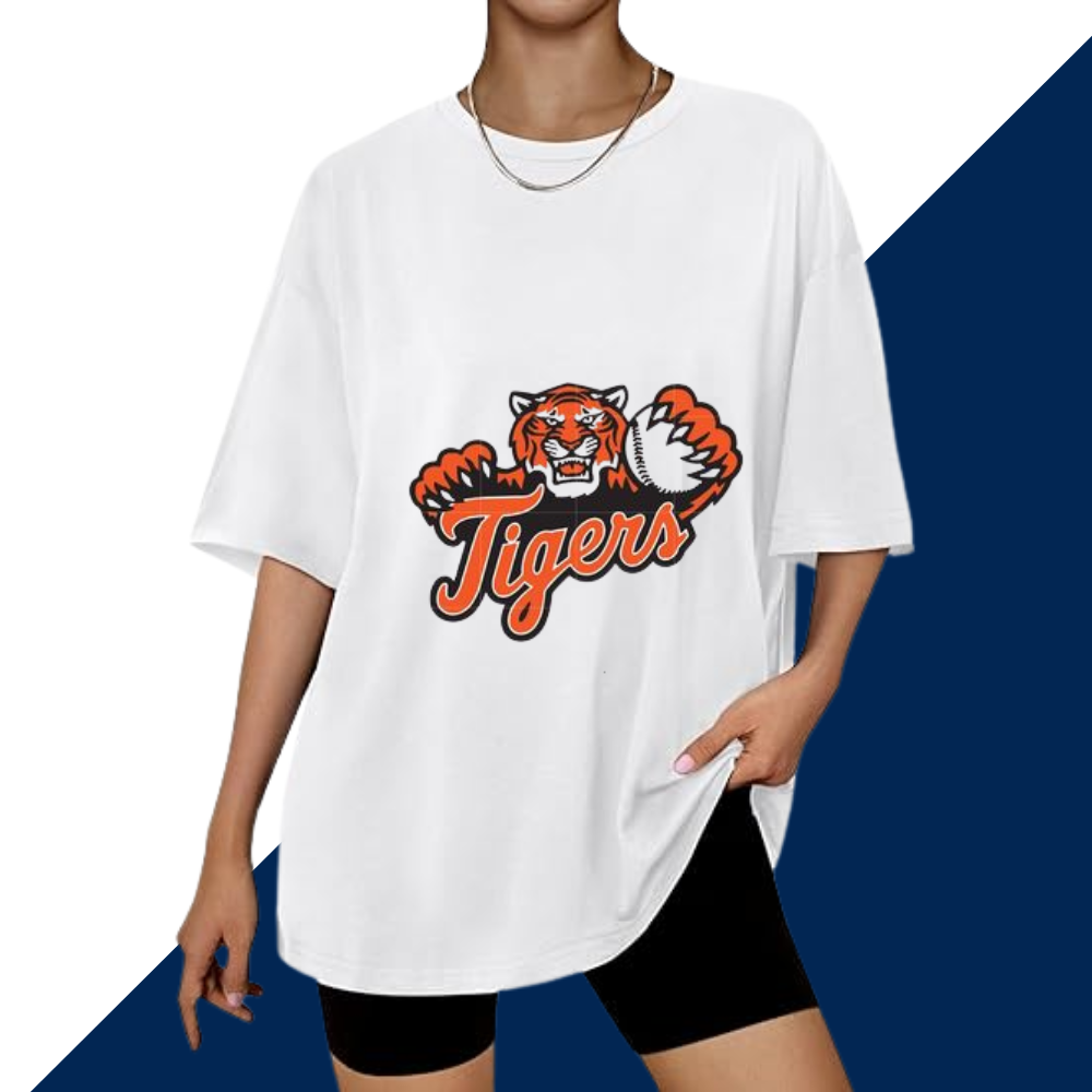 Casual Loose Fit Short Sleeve T-Shirt - Detroit Tigers - Baseswear