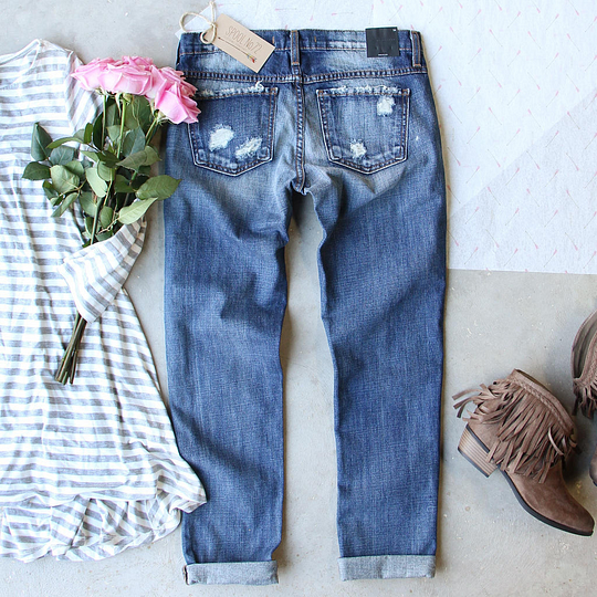 STRETCH RIPPED FRAYED RAW HEM DISTRESSED DENIM JEANS WITH HOLE - Baseswear