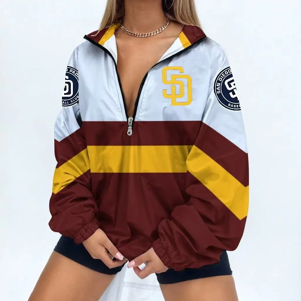Women's Football Print V Neck Zipper Sweatshirt Jacket - Baseswear