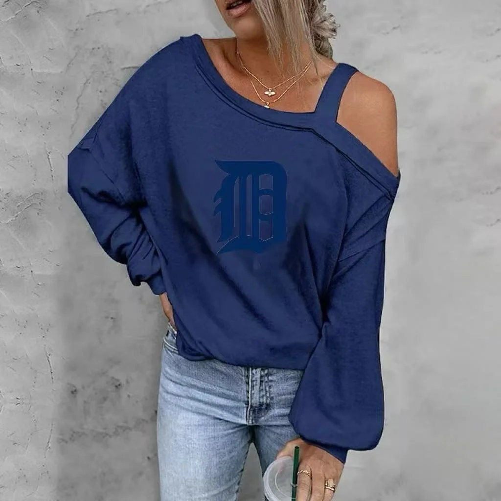 ASYMMETRICAL NECK SHIFT CASUAL LONG SLEEVE TOP - Baseswear