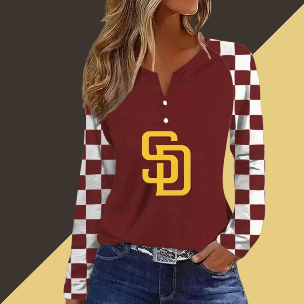V NECK SHIFT CASUAL BLOUSE-San Diego Padres - Baseswear