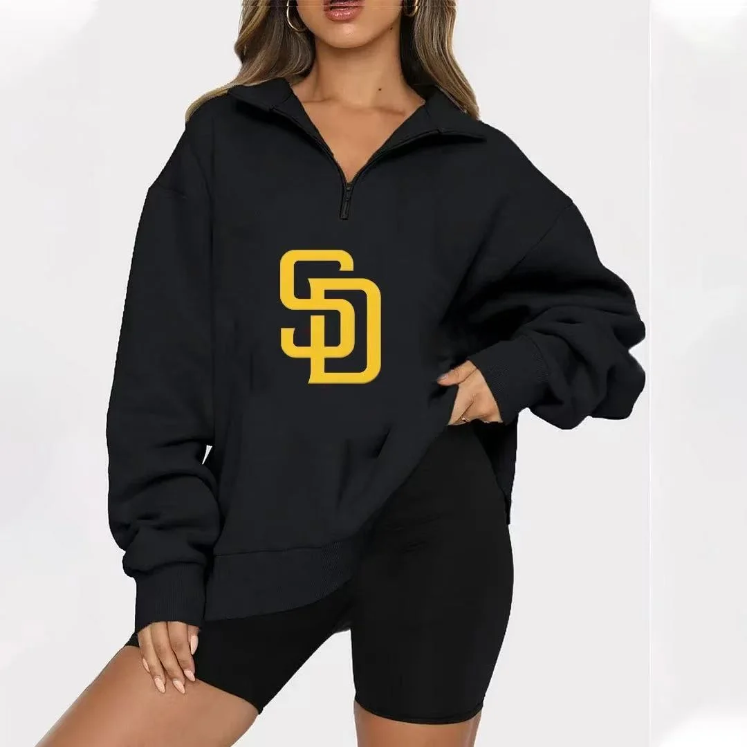 New Ladies Sports Leisure Lapel Zipper Sweatshirt - Baseswear