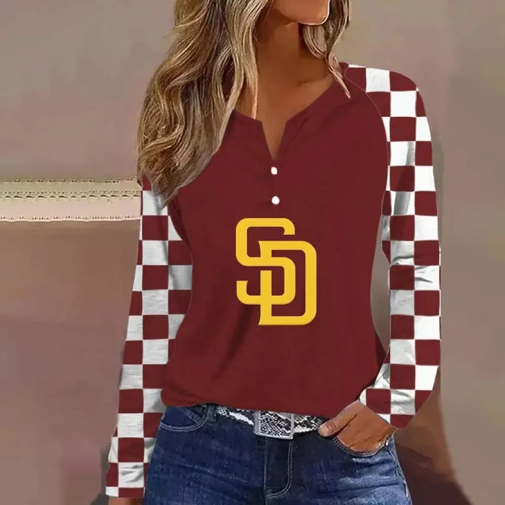 V NECK SHIFT CASUAL BLOUSE-San Diego Padres - Baseswear