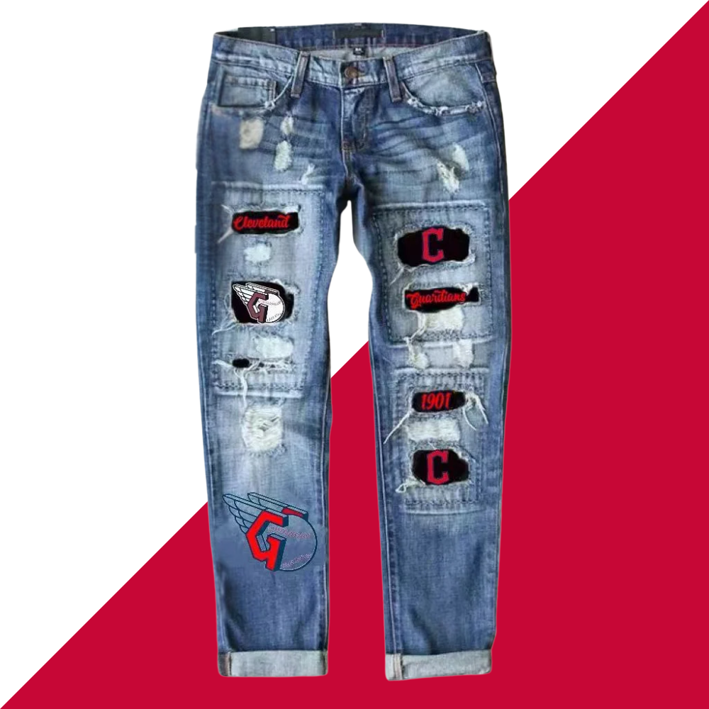 casual fashion perforated printed jeans - Baseswear