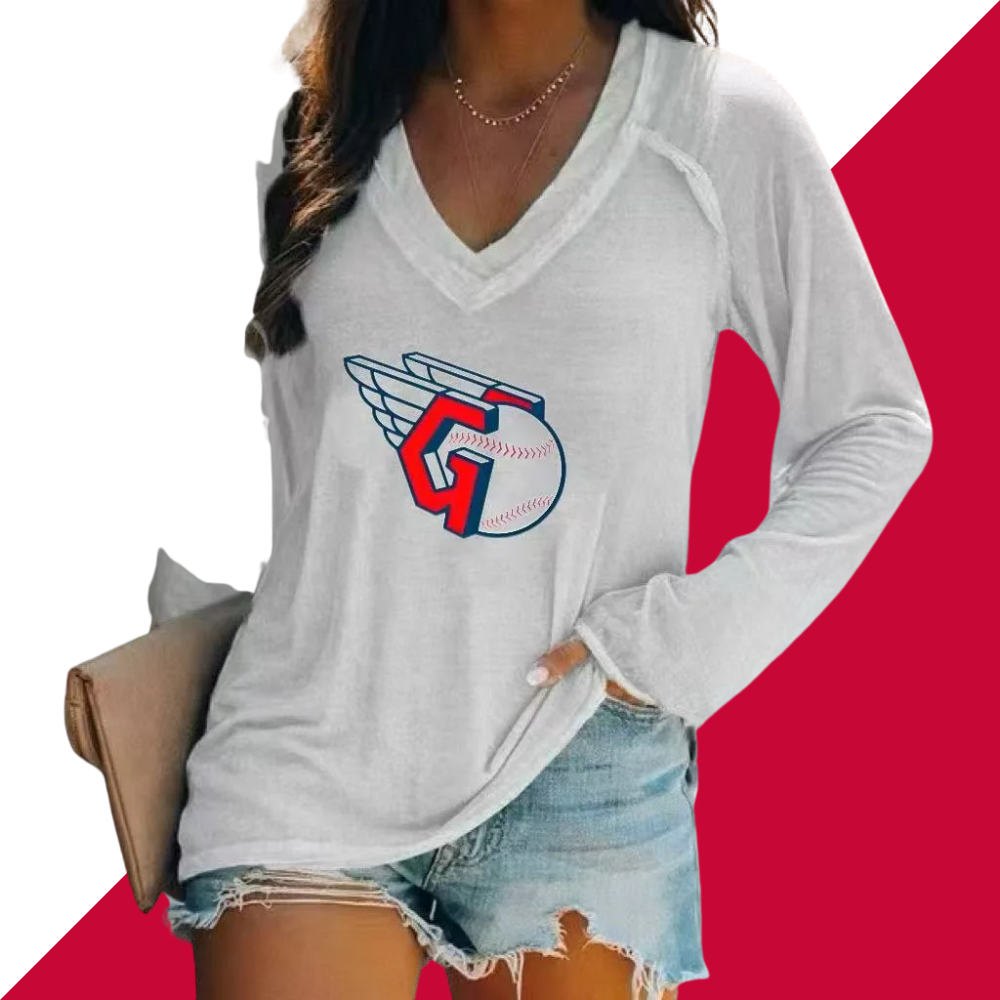 V-neck Patchwork Casual Printed T-shirt for Women - Baseswear