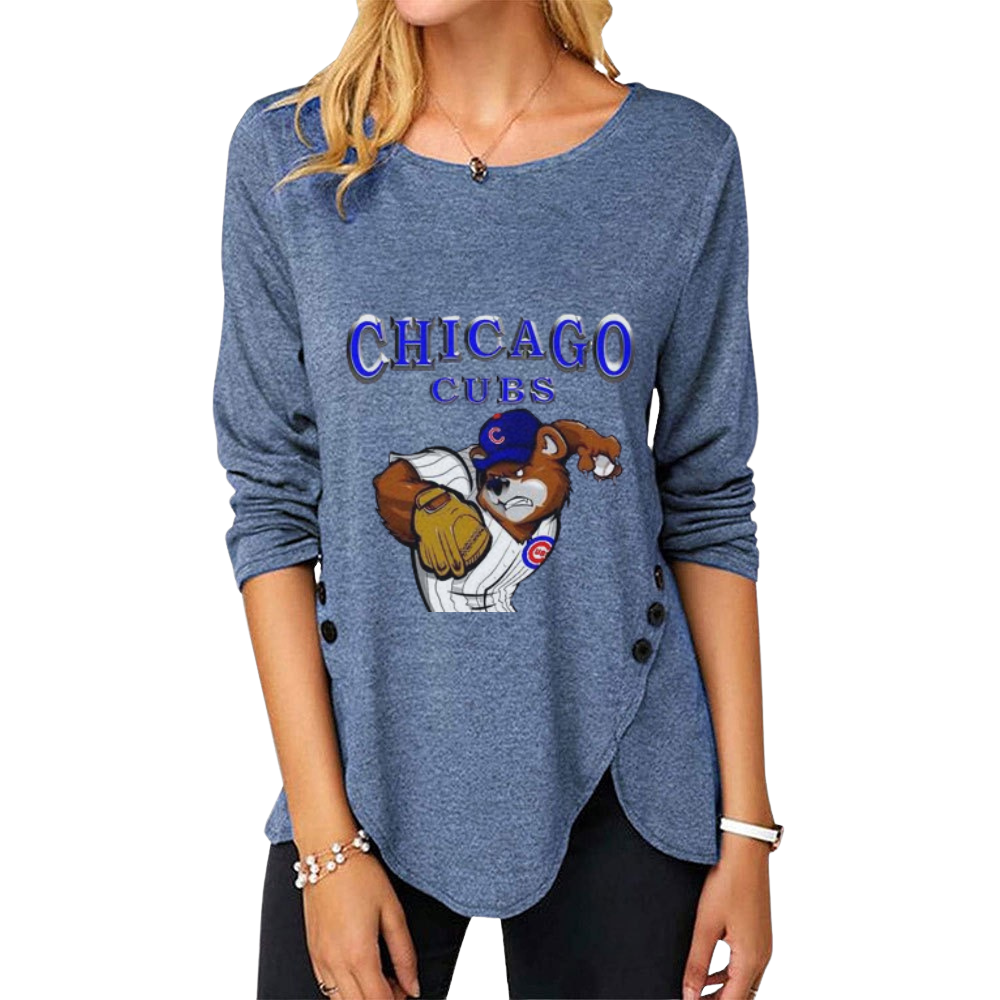 New Women's Button Embellished Split Top - Baseswear