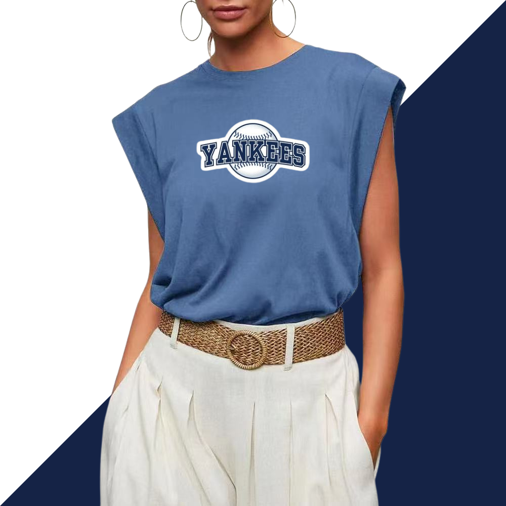 Casual Printed Sleeveless T-Shirt-New York Yankees - Baseswear